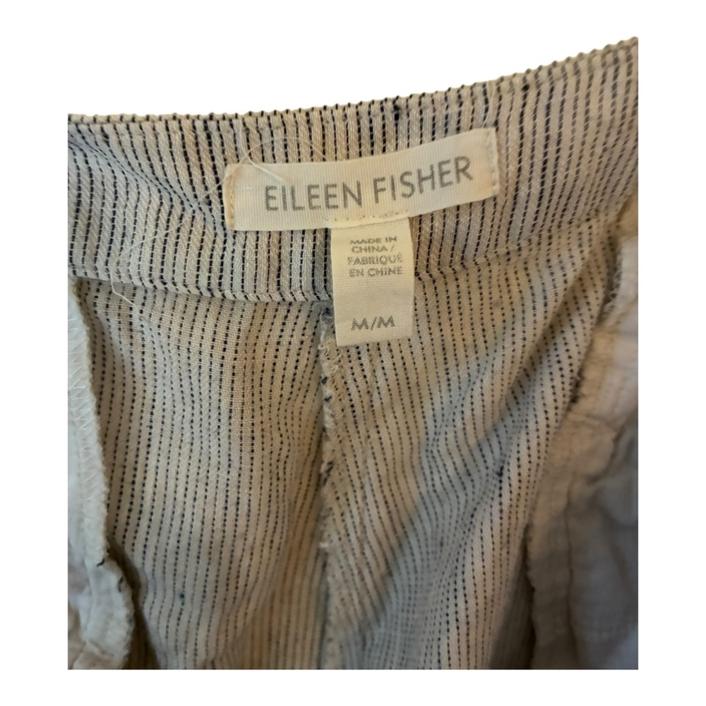 Eileen Fisher Striped Organic Linen Crinkle Lantern Pant Size Medium - Picture 6 of 7